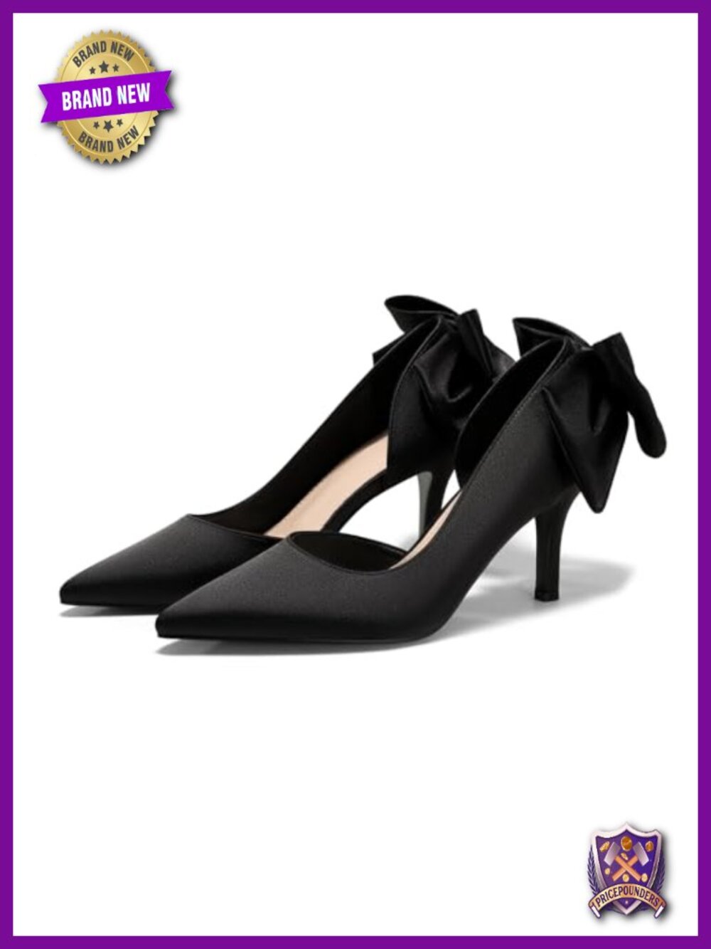 Satin Pointed Toe Stiletto Heels Bow D'Orsay Slip On Dress Shoes Wedding Party